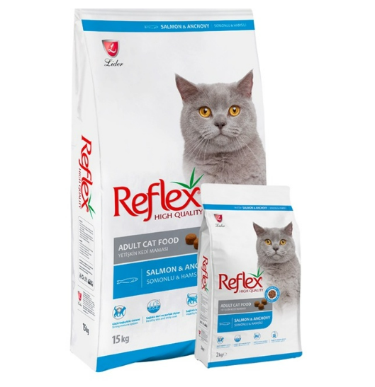 Thức ăn hạt Reflex Adult Cat Food Salmon &amp; Anchovy cho mèo trưởng thành vị cá hồi &amp; cá cơm túi 2kg