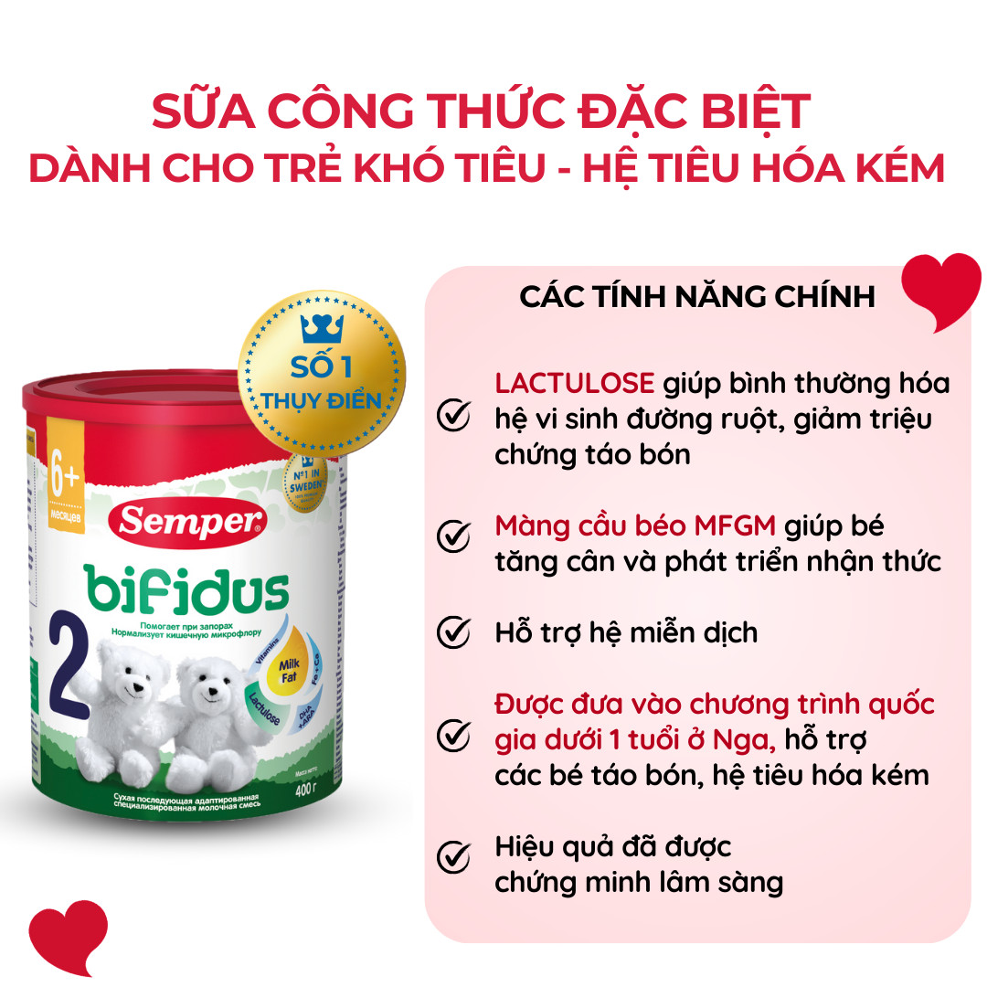 Sữa bột công thức Semper Bifidus số 1 400g