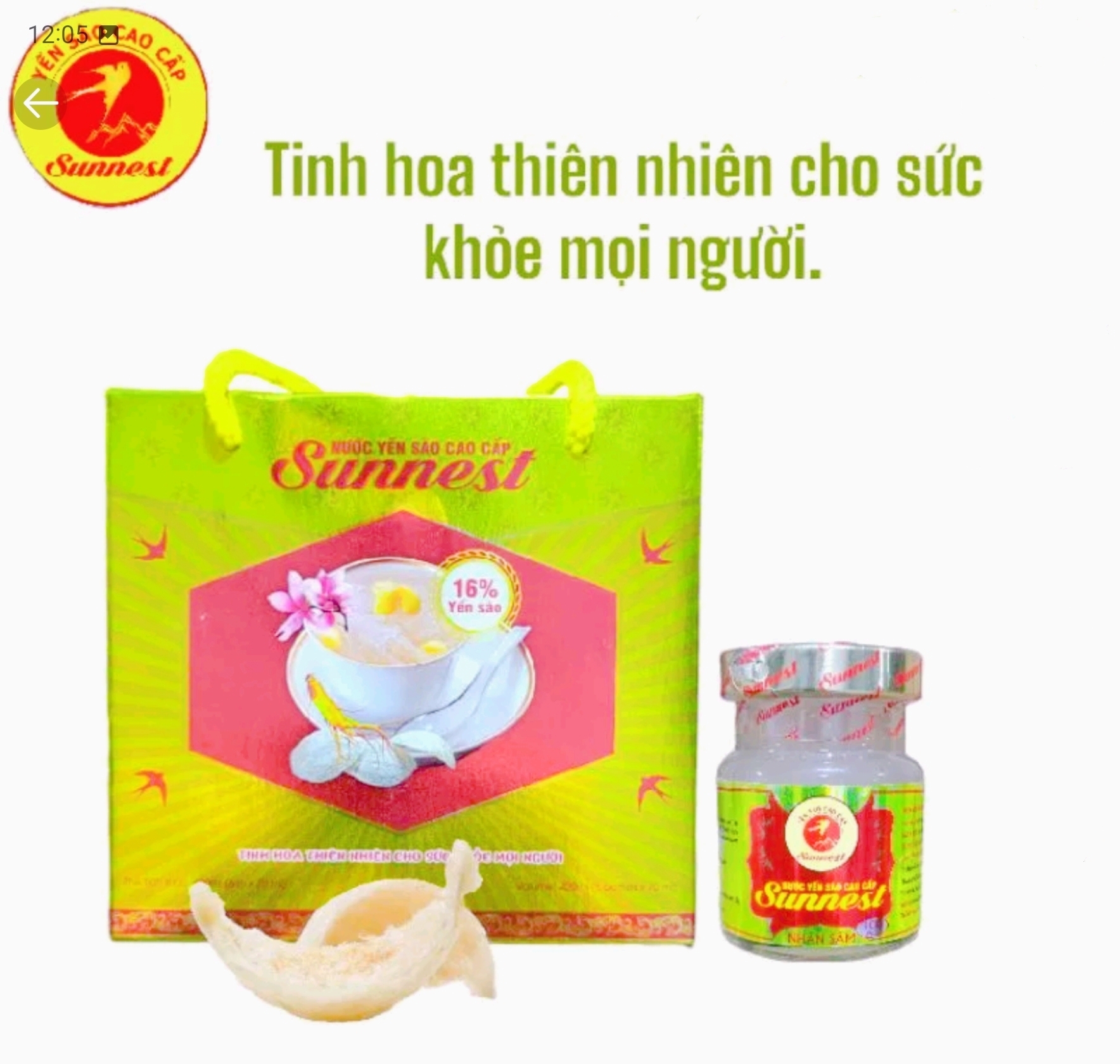 ️Hộp 6 Hũ YếnSàoSUNNESTNhânSâm20 Lọ Thủy Tinh ️