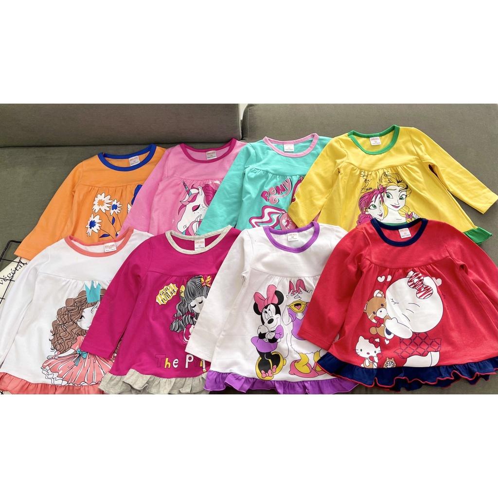 Bộ dài dáng xoè thun borip xuất xịn cho bé gái 8-22ký