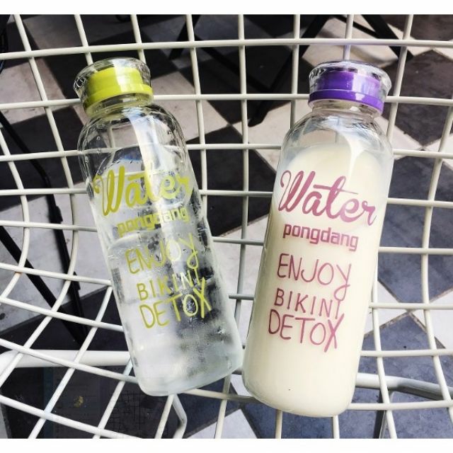 Bình thủy tinh Pongdang nắp trong 1000ml kèm túi chống sốc& túi vải