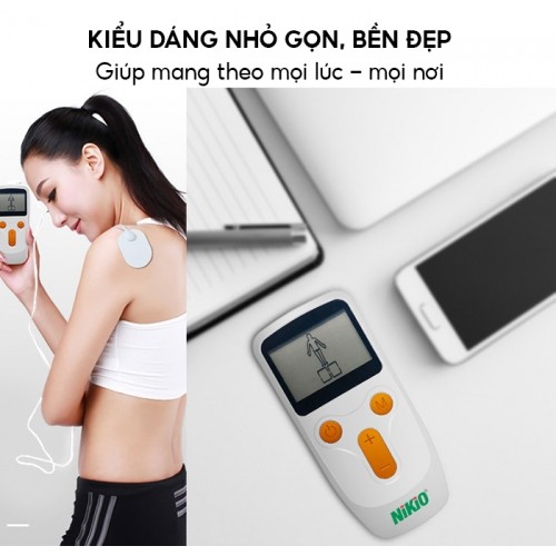 Máy Massage Xung Điện Trị Liệu Nikio NK-102 - 8 Miếng Dán Mát Xa Giảm Đau Nhức Toàn Thân Với Công Nghệ Điện Xung Mới - Đèn Hồng Ngoại Hỗ Trợ Trị Viêm Mũi Dị Ứng, Viêm Xoang - Pin Sạc Không Dây Tiện Lợi