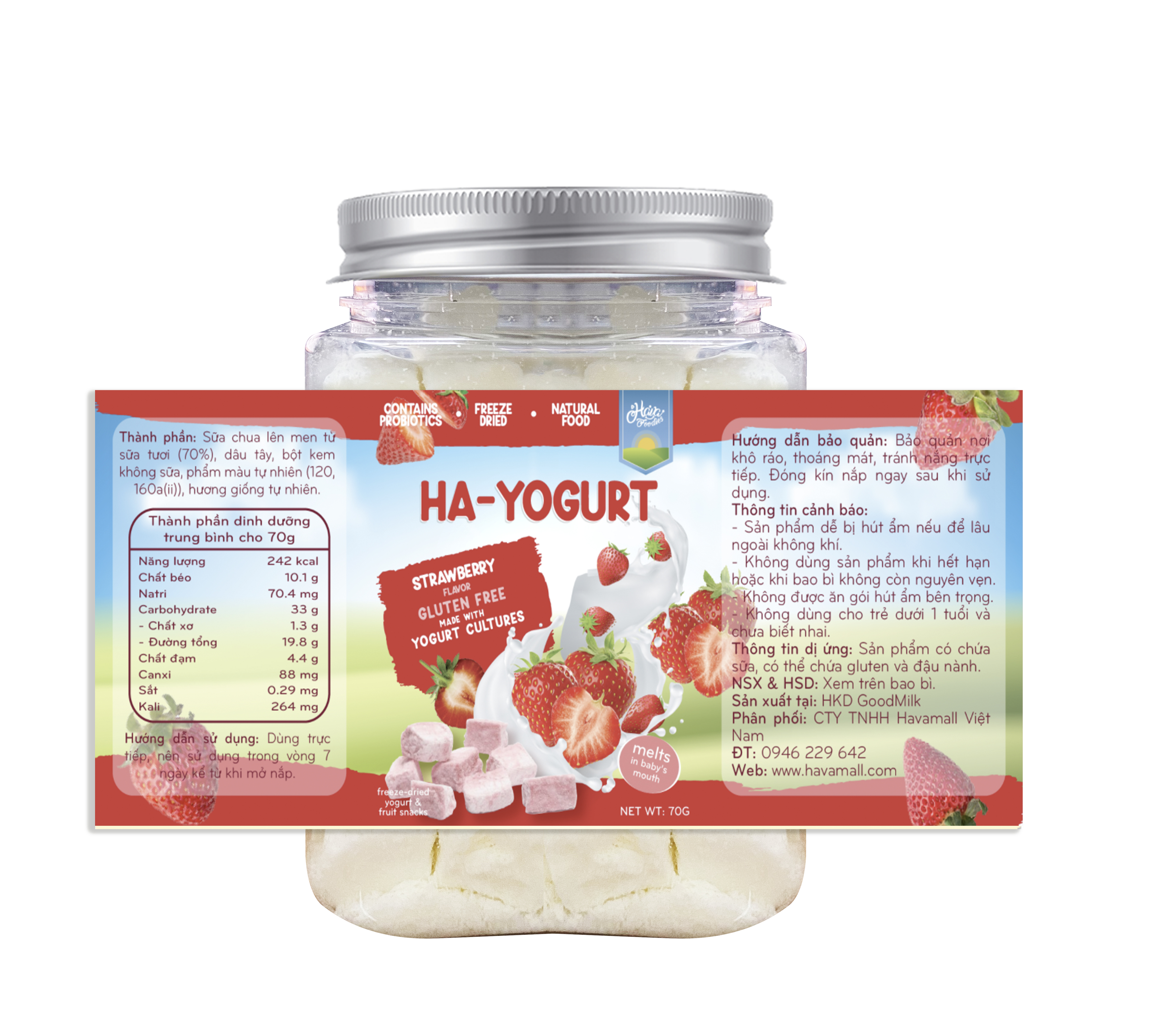 Sữa Chua Sấy Giòn Havafoodies Hủ 70g – Freeze Dried Yogurt 