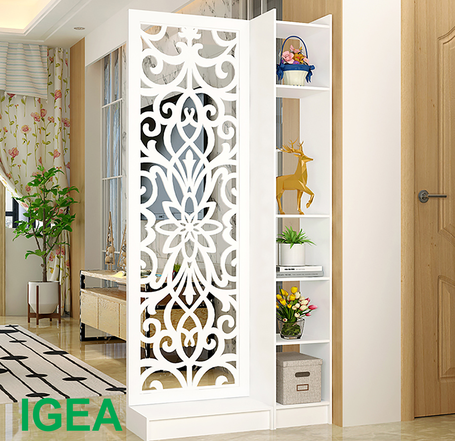 VÁCH NGĂN HOA LÁ TÂY LIỀN 1 KỆ (1m9x90cm)