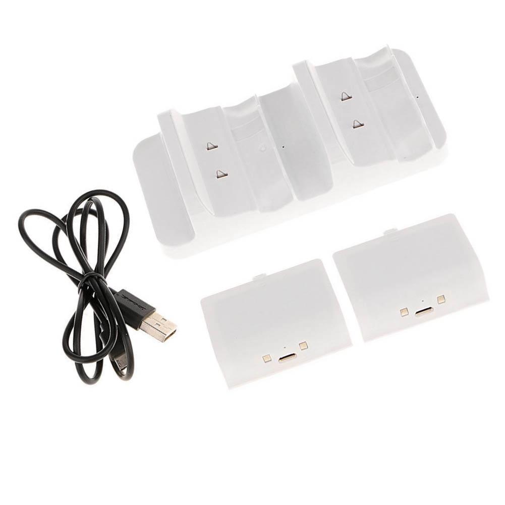 【ky】USB Dual Controller Charger Dock Station Base with Battery Packs for Xbox One S