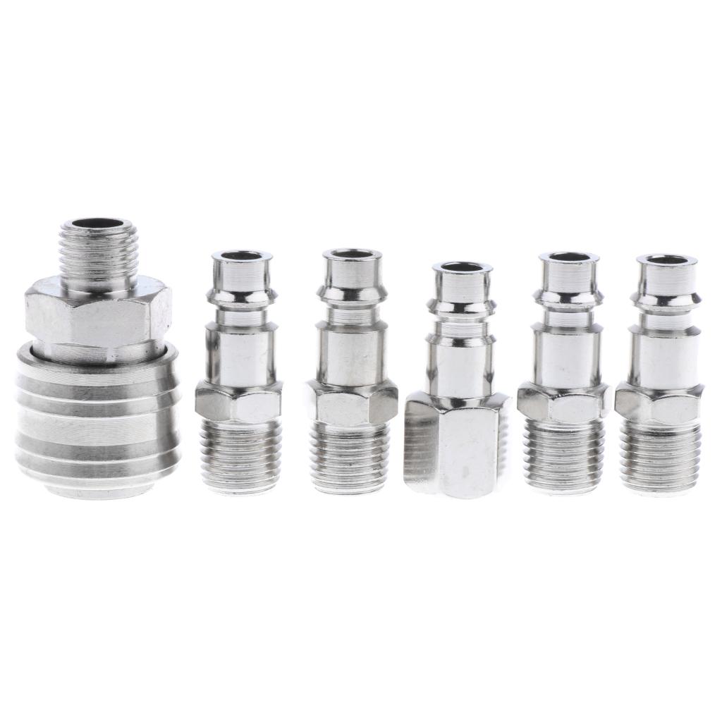 6 Miếng Bằng Khí Nén Không Khí Đầu Nối Nhanh Khớp Nối Adapter Ren Ghép Nối