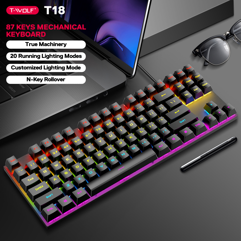 Bàn Phím Cơ T-WOLF T18 USB- Hàng Chính Hãng