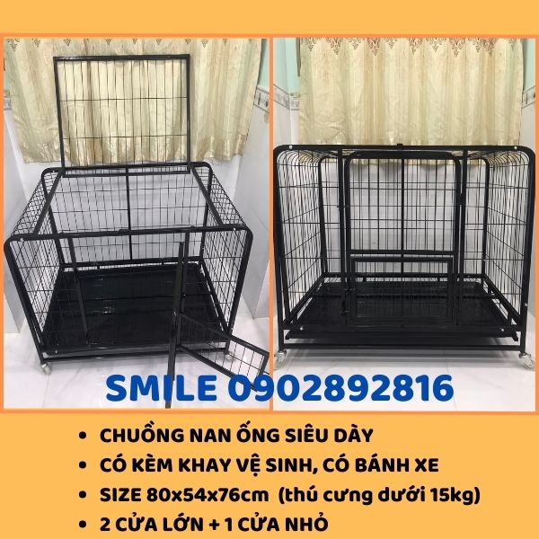 [HÀNG MỚI VỀ] CHUỒNG NAN ỐNG SIÊU DÀY SIZE LỚN DÀNH CHO CHÓ LỚN SIze 80x54x76cm ( thú cưng dưới 15kg)