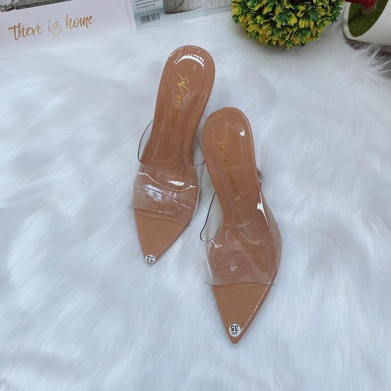 Guốc cao gót 9p gót nhọn quai bản trong mũi nhọn hot trend