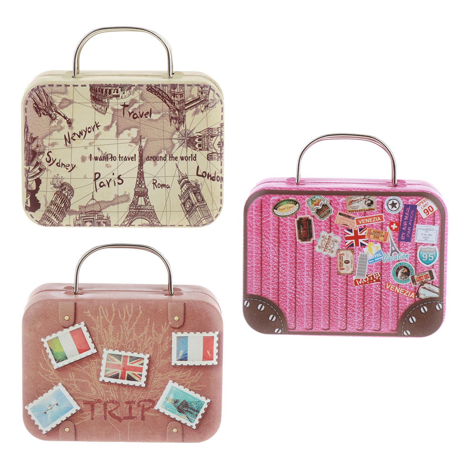 3Pcs 1/6 Scale Doll House Furniture Miniature Iron Suitcase Scene Layout