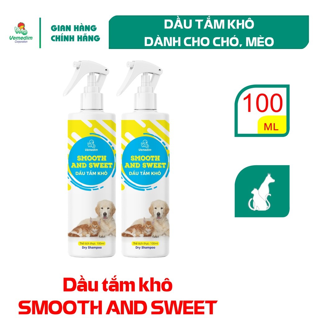 DẦU XỊT TẮM KHÔ CHO CHÓ MÈO KHÔNG DÙNG NƯỚC , KHỬ MÙI , SẠCH LÔNG SMOOTH AND SWEET - SP005311