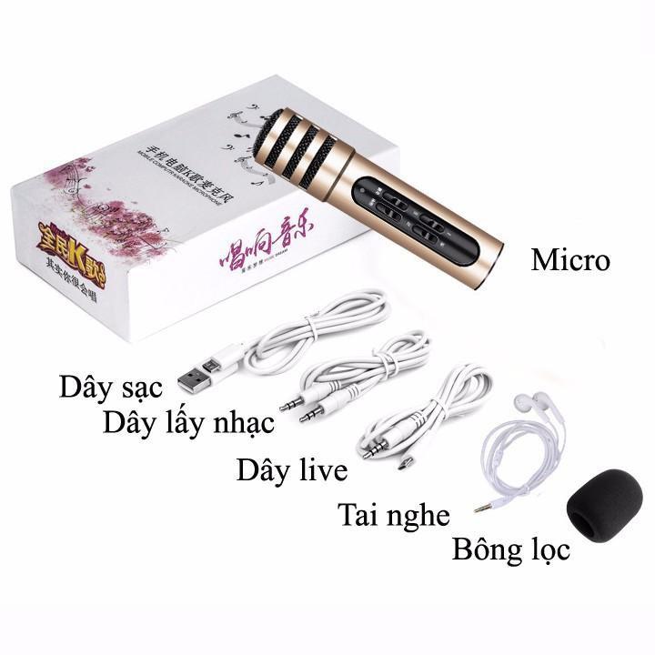 [Giá Sỉ Kèm Video] MICRO C7 Loại Xịn đủ phụ kiện Thu Âm Hát Karaoke Livestream 3 in 1