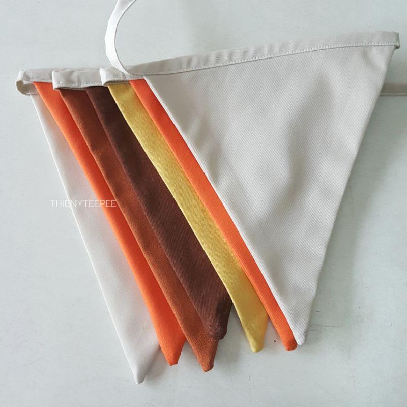 Dây cờ tam giác vải màu nâu vàng cam, xịn may đẹp, dài 2,2m, trang trí Decor Sinh nhật