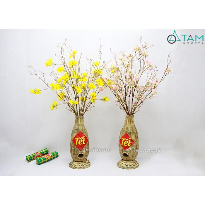Lọ hoa Tết bằng tre handmade Lợp bắt cá C36cm MTL-LHOA-60
