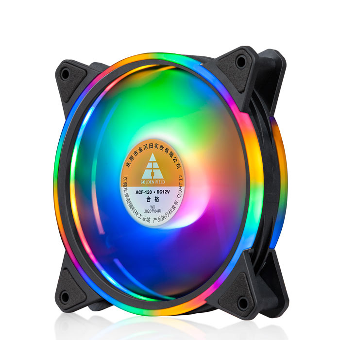 Quạt tản nhiệt, Fan Case Led Golden Field  Ring+inner RGB (FIX) - S01   RGB cao cấp , các mầu cố định hiệu ứng _ Hàng chính hãng	