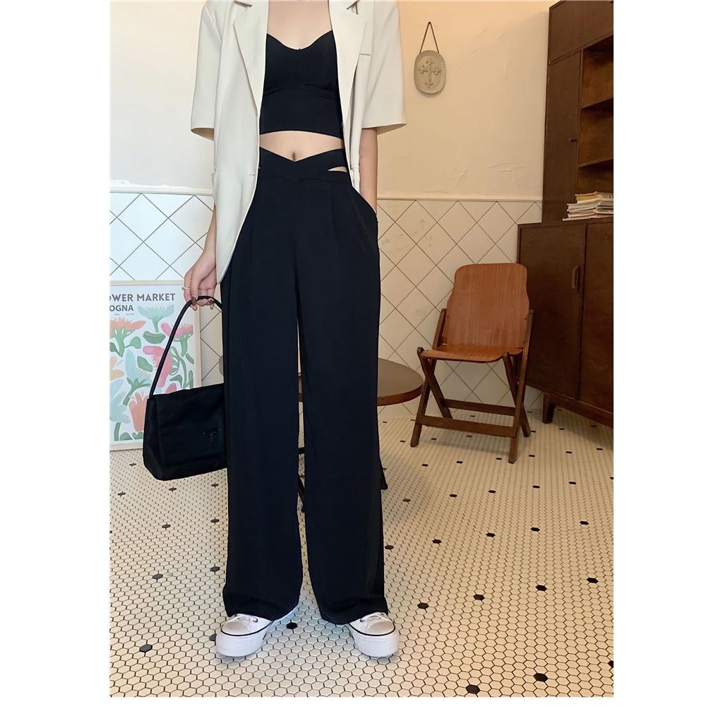 Quần Culottes Nữ Cạp Cao Dây Eo Ống Rộng Vải Tuyết Mưa - TRẮNG