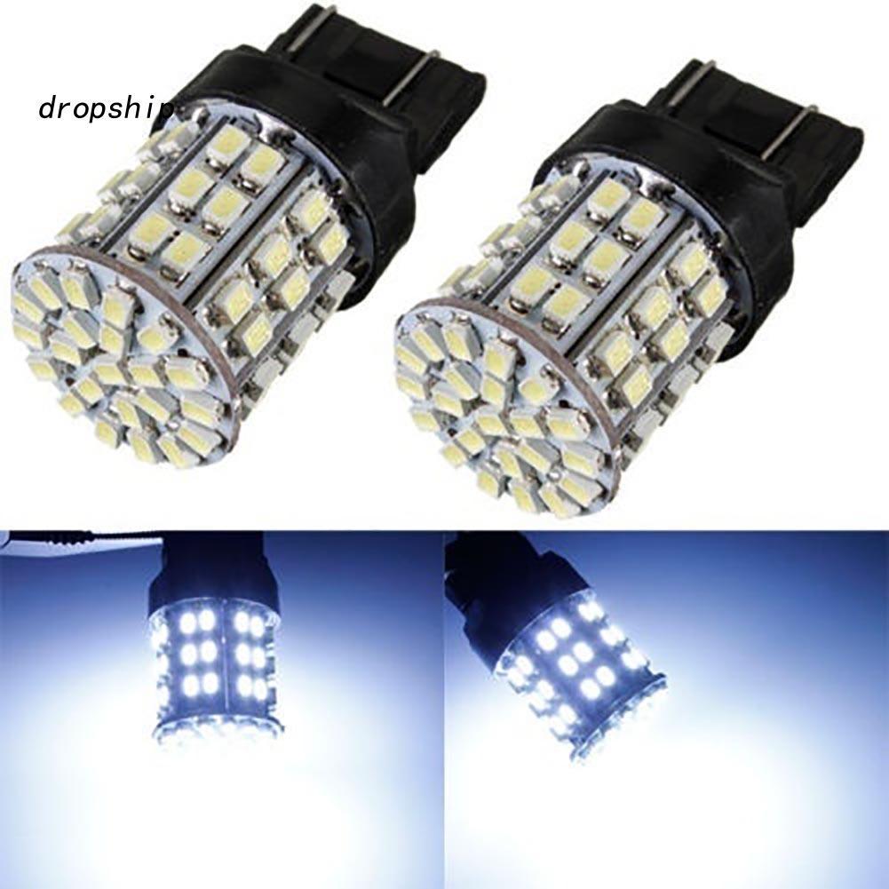 Set 2 Đèn LED Phanh Xe Ánh Sáng Trắng 6000K 12V T20 7440 7443 64 SMD