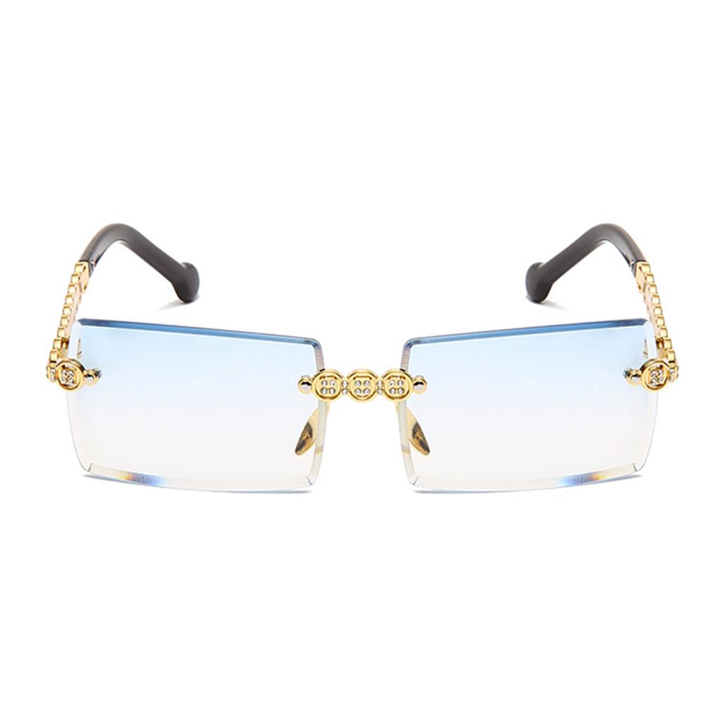 Female Rimless Sunglasses UV400 Driving Sun Glasses Sandy Beach blue