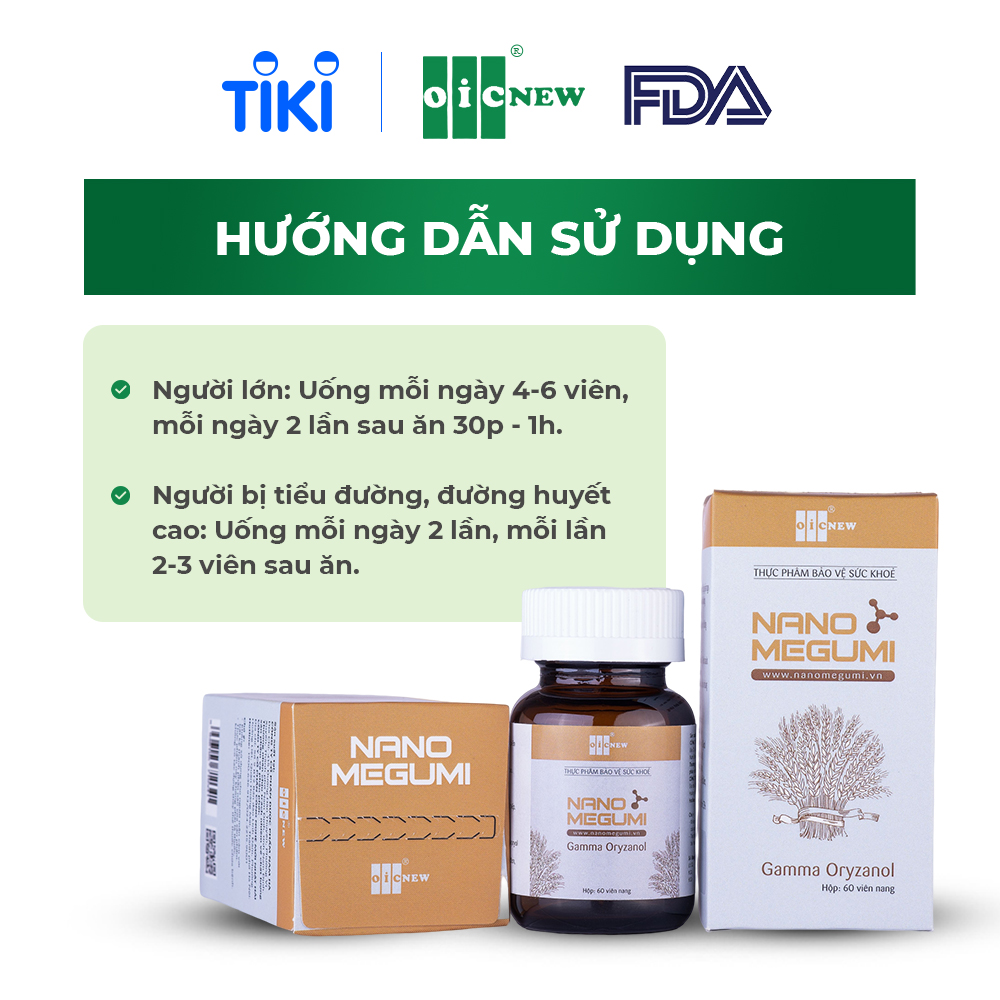 Combo Cho Người Ăn Kiêng Bệnh Nhân Tiểu Đường Viên Uống OIC New Nano Omega3 Và Nano Megumi tinh chất gạo lứt