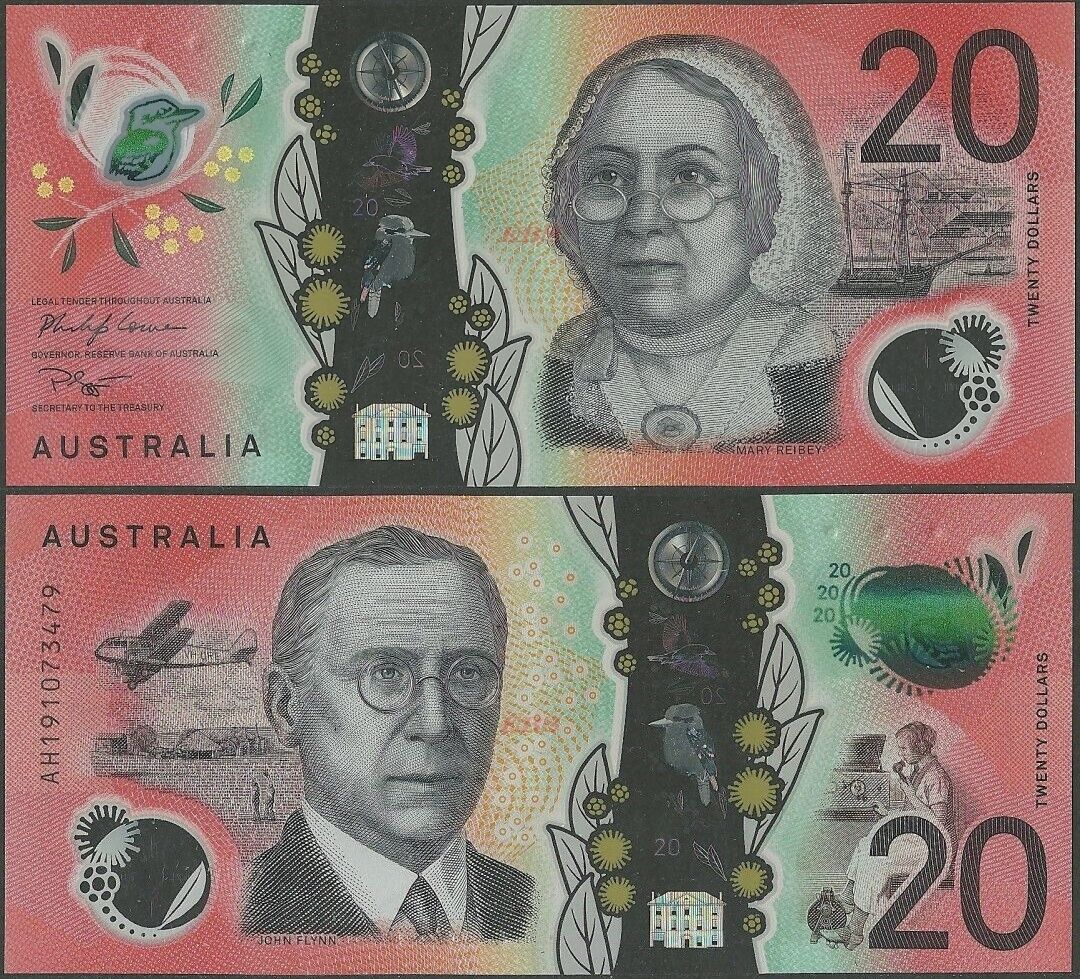 Tiền Australia 20 dollars polymer, kèm phơi nilong bảo quản