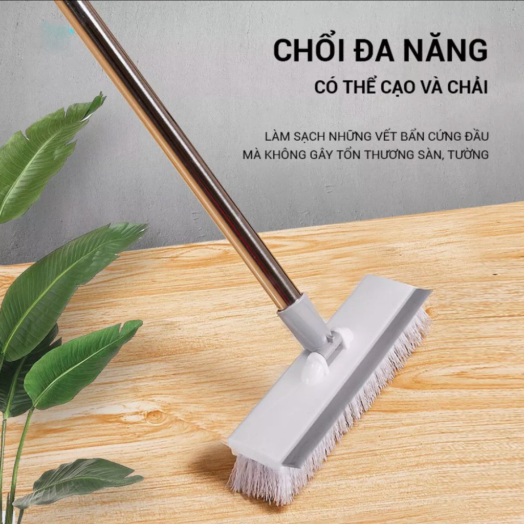 Chổi cọ sàn nhà tắm 2 mặt chà và đẩy nước, Chổi lau mặt kính thông minh - Chính hãng MINIIN