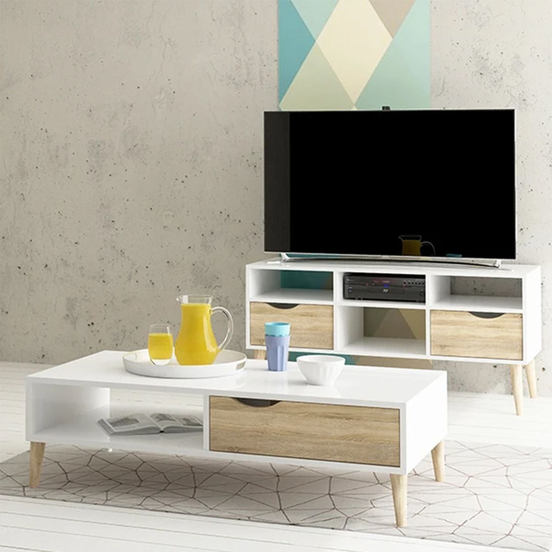Bàn trà gỗ hiện đại SMLIFE Camelot | Gỗ MDF dày 17mm chống ẩm | D80xR40xC45cm