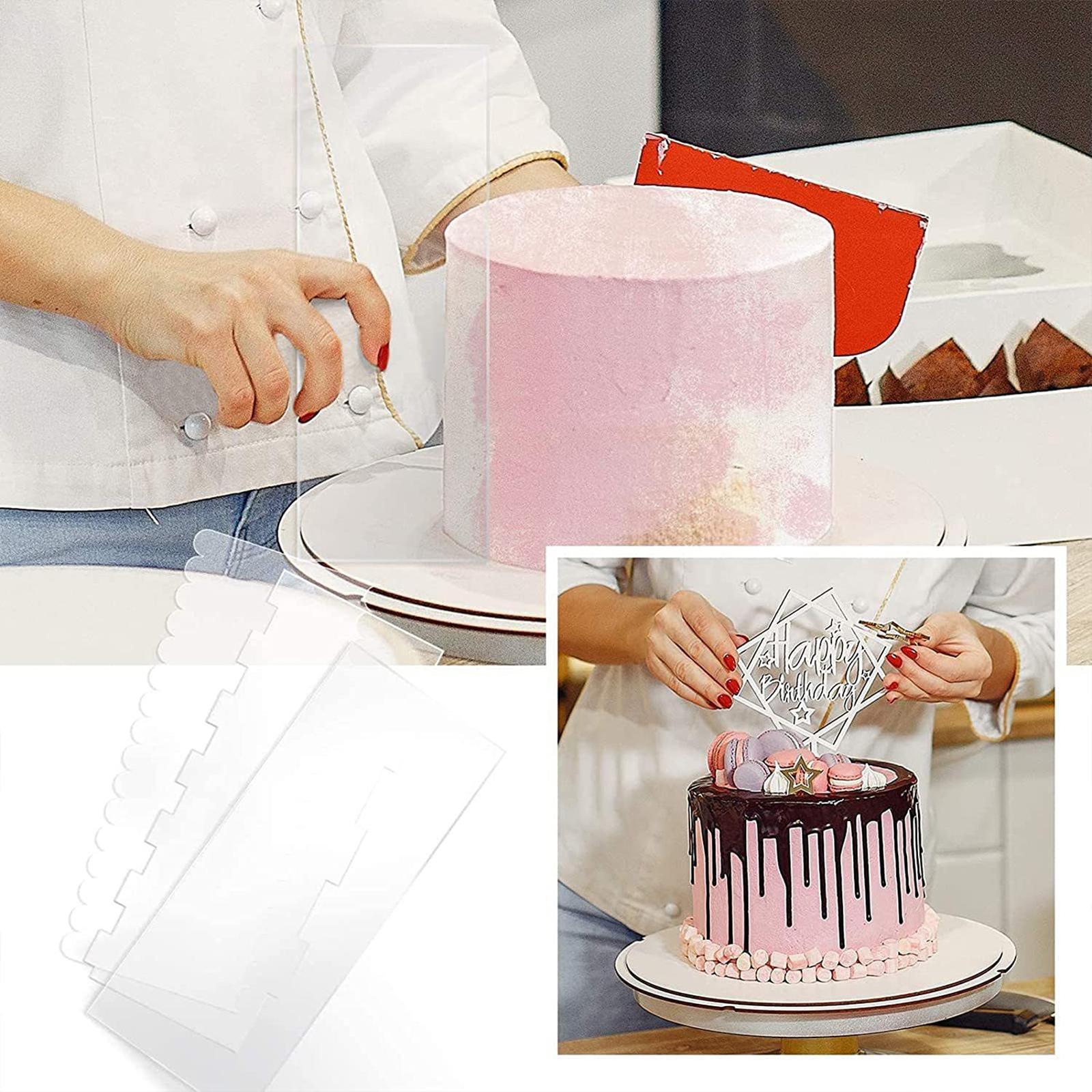 6 Pieces Transparent Acrylic Cake Scraper Patterned Edge Scraper for Wedding
