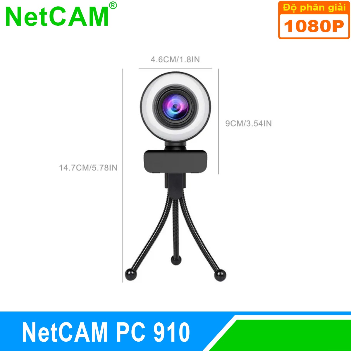 Webcam NetCAM PC 910 độ phân giải 1080P - Hàng Chính Hãng