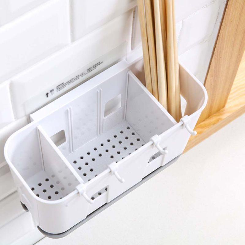 Treo Tường Dao Kéo Điện 2 Tầng Có Khay Hứng Nước Tiện Dụng Nhà Tổ Chức Muỗng Nĩa Đũa Giá Đỡ Caddy Nhà Bếp Tiện Ích Lưu Trữ