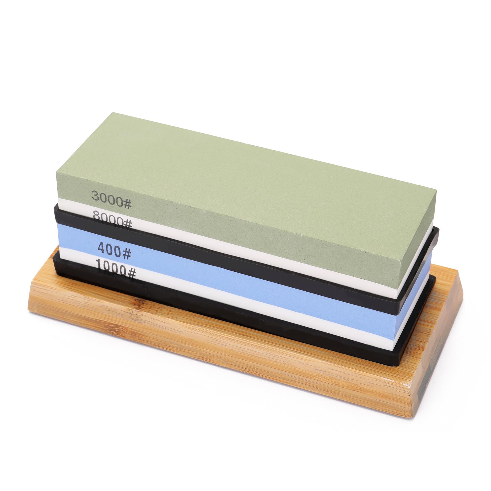 400#/1000# 3000#/8000# Premium Whetstone Cut Sharpening Stone Set Sharpener for All Blade Non Slip Base Cutter Sharpener
