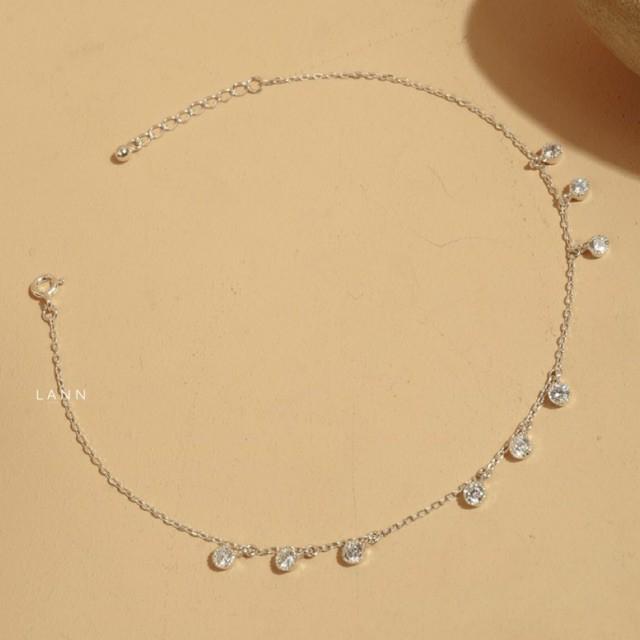 Lắc chân 3 đá treo cách S925 LANN