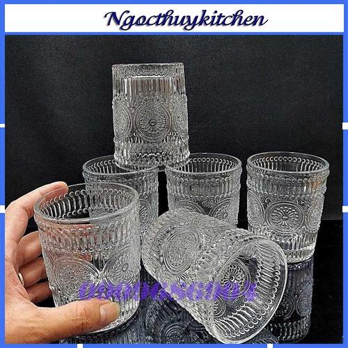 Ly thủy tinh họa tiết nổi cao cấp