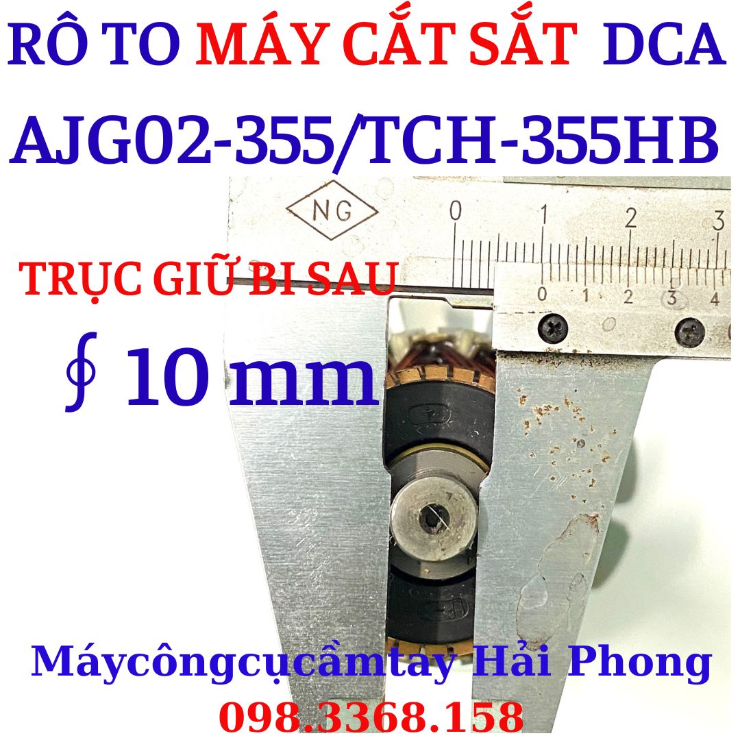 Rô to máy cắt sắt 'DCA' Mod. AJG02-355 / 'DongCheng" Mod.DJG02-355 . Đầu trục 8 Răng dấu huyền