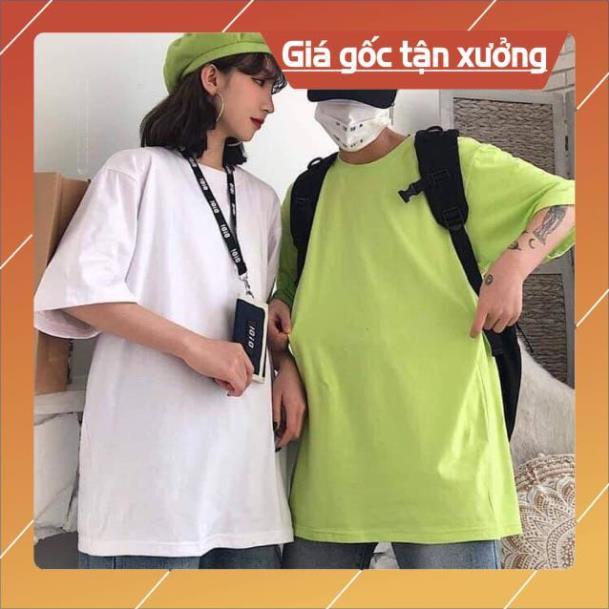 Áo Thun Tay Lỡ Trơn Unisex Kèm Ảnh Thật