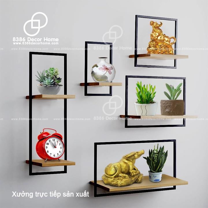 Kệ Treo Tường khung 3D nổi Gỗ Bộ 5 khung treo tường Phong cách Bắc Âu hiện đại