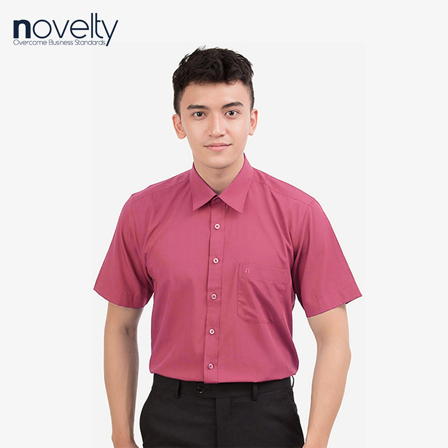 Áo sơ mi nam Slim fit ngắn tay hồng đậm 170284N