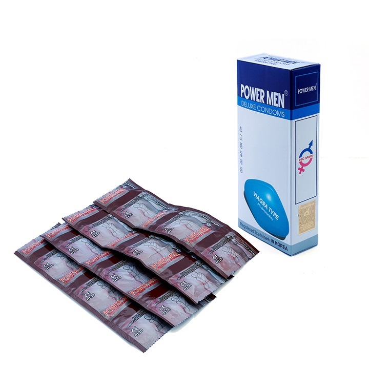 Bao cao su Powermen Viagra siêu mỏng kéo dài hộp 12 cái và 1 hộp Bao cao su Tâm Thiện Chí Four In Love bi chấm kéo dài hộp 12 cái