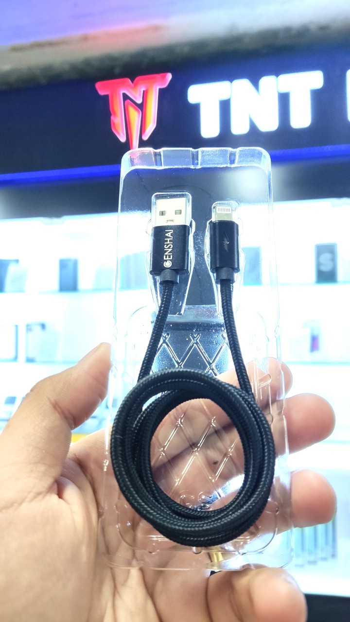 Cáp sạc nhanh Cho Iphone ipad 3A đèn Led Genshai GL9 dù 1m - hàng chính hãng