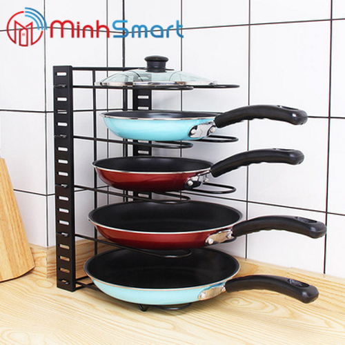 Kệ xoong nồi chảo; Giá để xoong chảo nhiều tầng hàng đẹp.