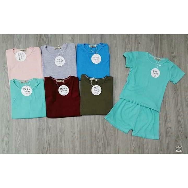 Bộ cotton mùa hè không họa tiết cho bé trai và bé gái từ 7- 18kg