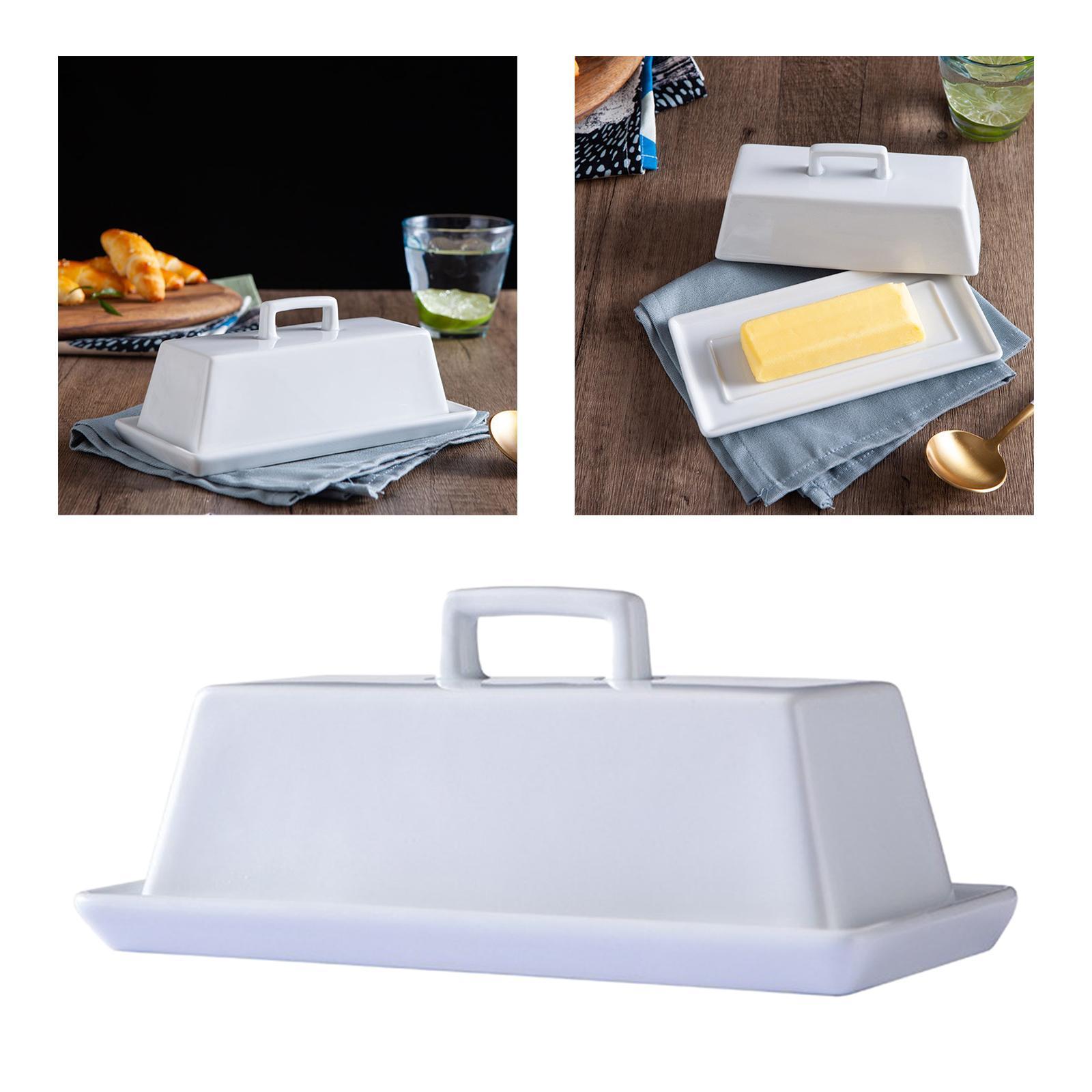 Ceramic Container Porcelain Kitchen Covered Butter Dish for Fridge Counter