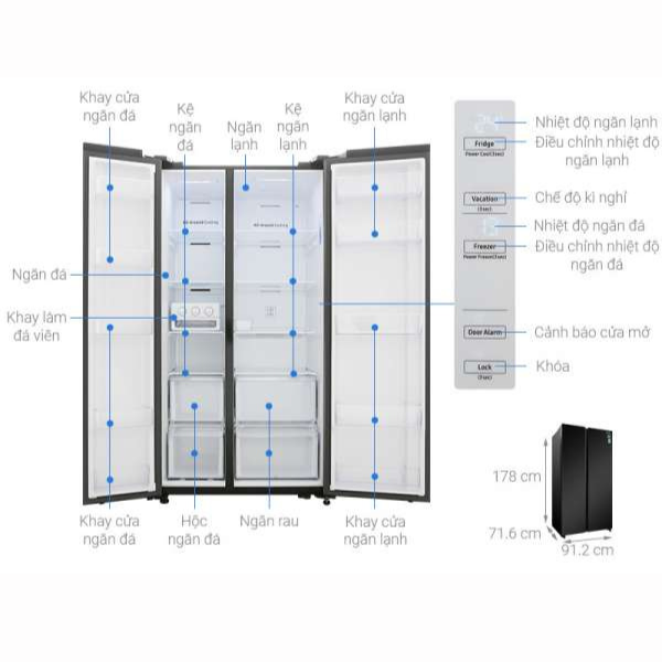Tủ Lạnh Inverter SAMSUNG 647L RS62R5001B4/SV - Hàng Chính Hãng