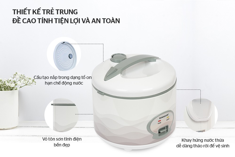 Nồi cơm nắp gài Sunhouse 1.8 lít SHD8602 - Hàng chính hãng