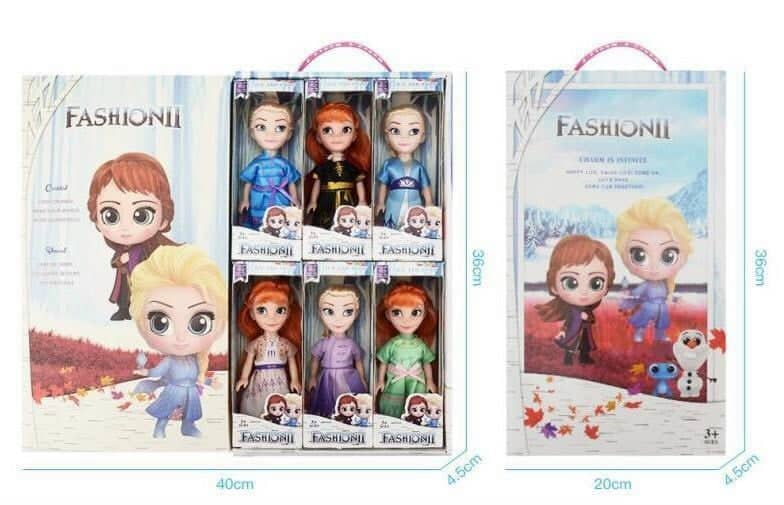 Combo búp bê Nữ hoàng Băng giá Frozen gồm 6 búp bê công chúa Elsa và Anna kèm hộp mở nắp cao cấp