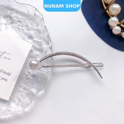Kẹp tóc hình bán nguyệt phối ngọc nữ tính sang chảnh Nunam shop