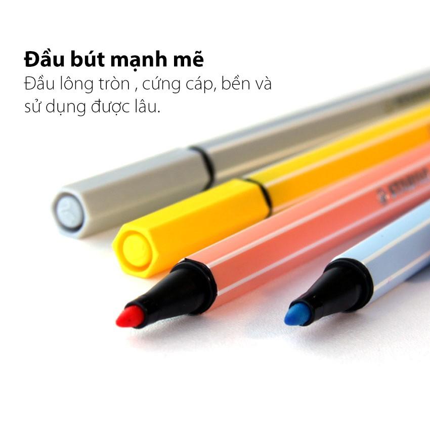 Bộ 9 bút lông STABILO Pen68 1.0mm màu xanh lá + sách tô màu SACB (PN68-C9G)