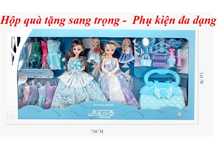 Bộ đồ chơi búp bê Barbie [Công chúa tuyết Elsa]-Hộp quà tặng sang trọng cho bé