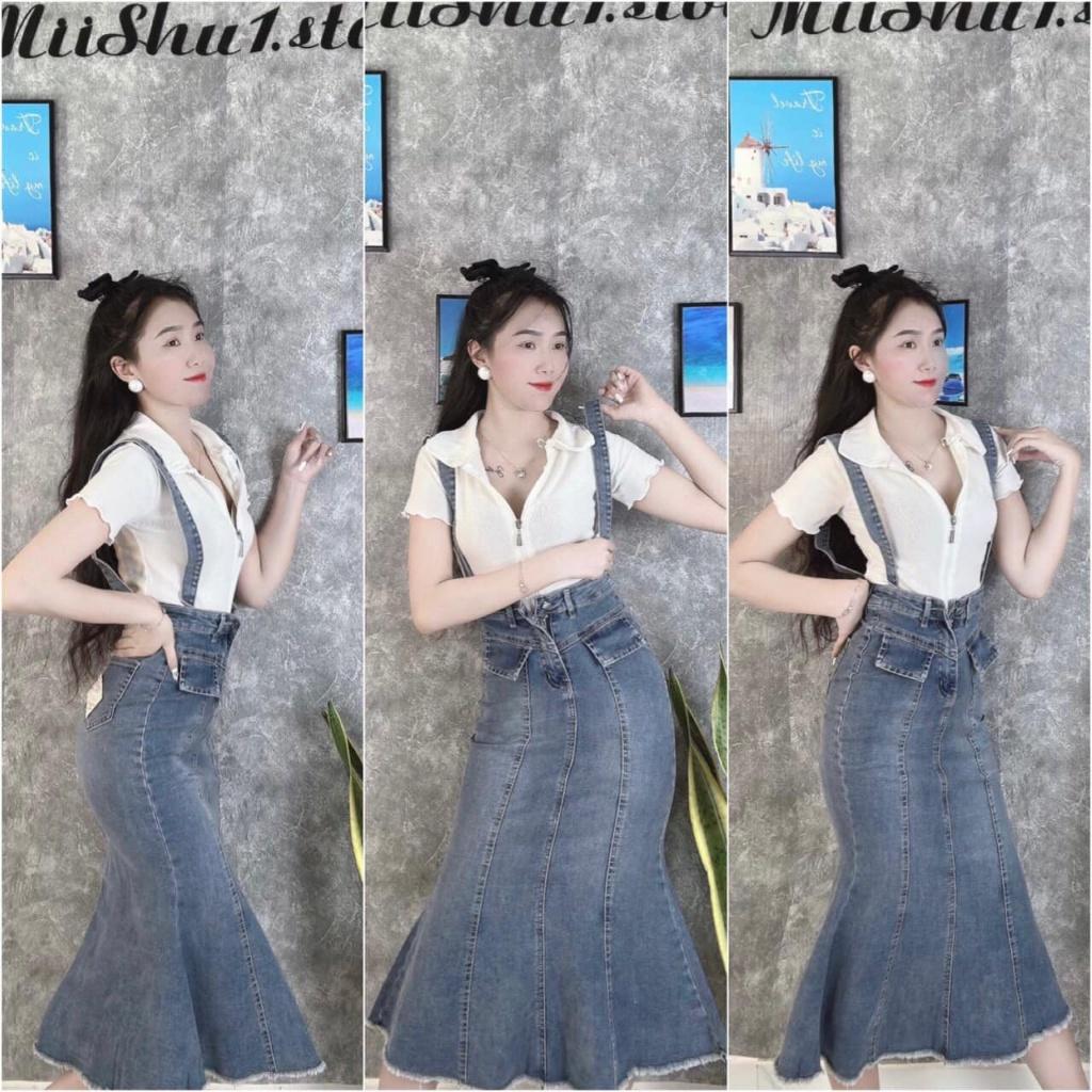 Yếm Jean, Chân váy yếm đuôi cá dài nữ