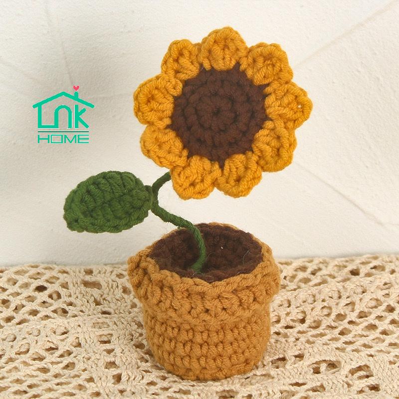 Chậu hoa đan len handmade mini