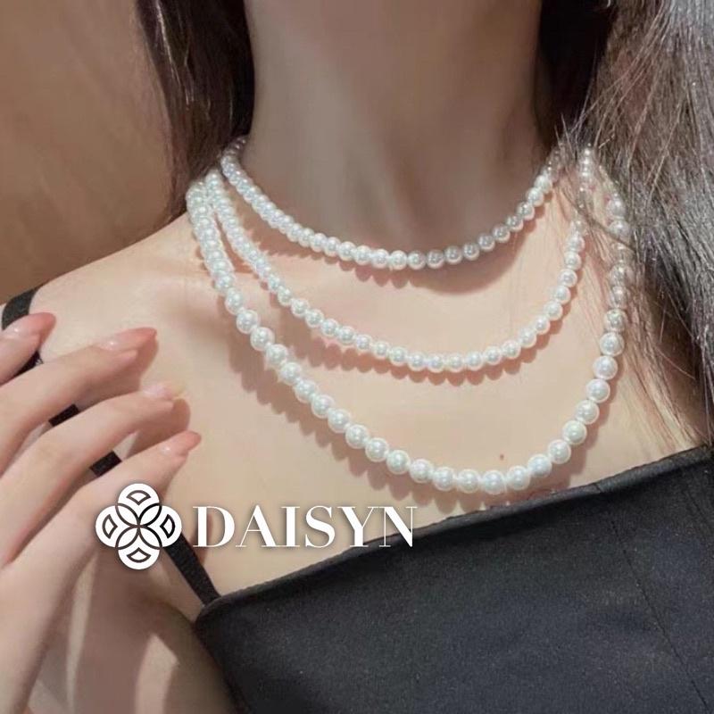 N407 vòng cổ hạt Trai, dây chuyền hạt bẹt dây chuyền mang áo dài 3 dây dài kiểu dáng sang trọng cho nữ